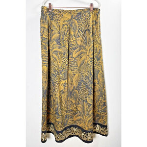Soft Surroundings Jungle Print Gold Embroidered Maxi Skirt Regency Bohemian TL